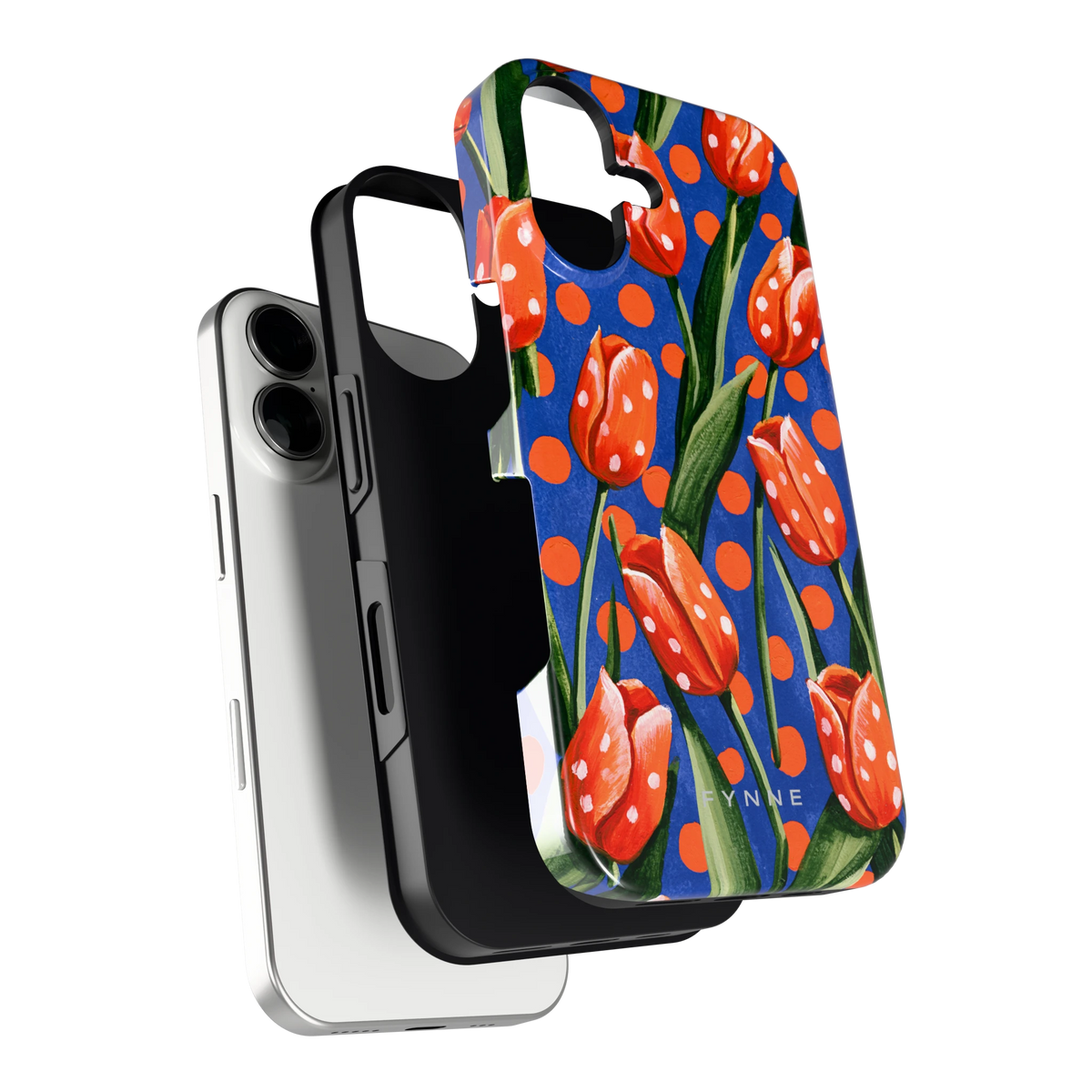 Tulpen met stippen hoesje voor iPhone 16, los van de telefoon