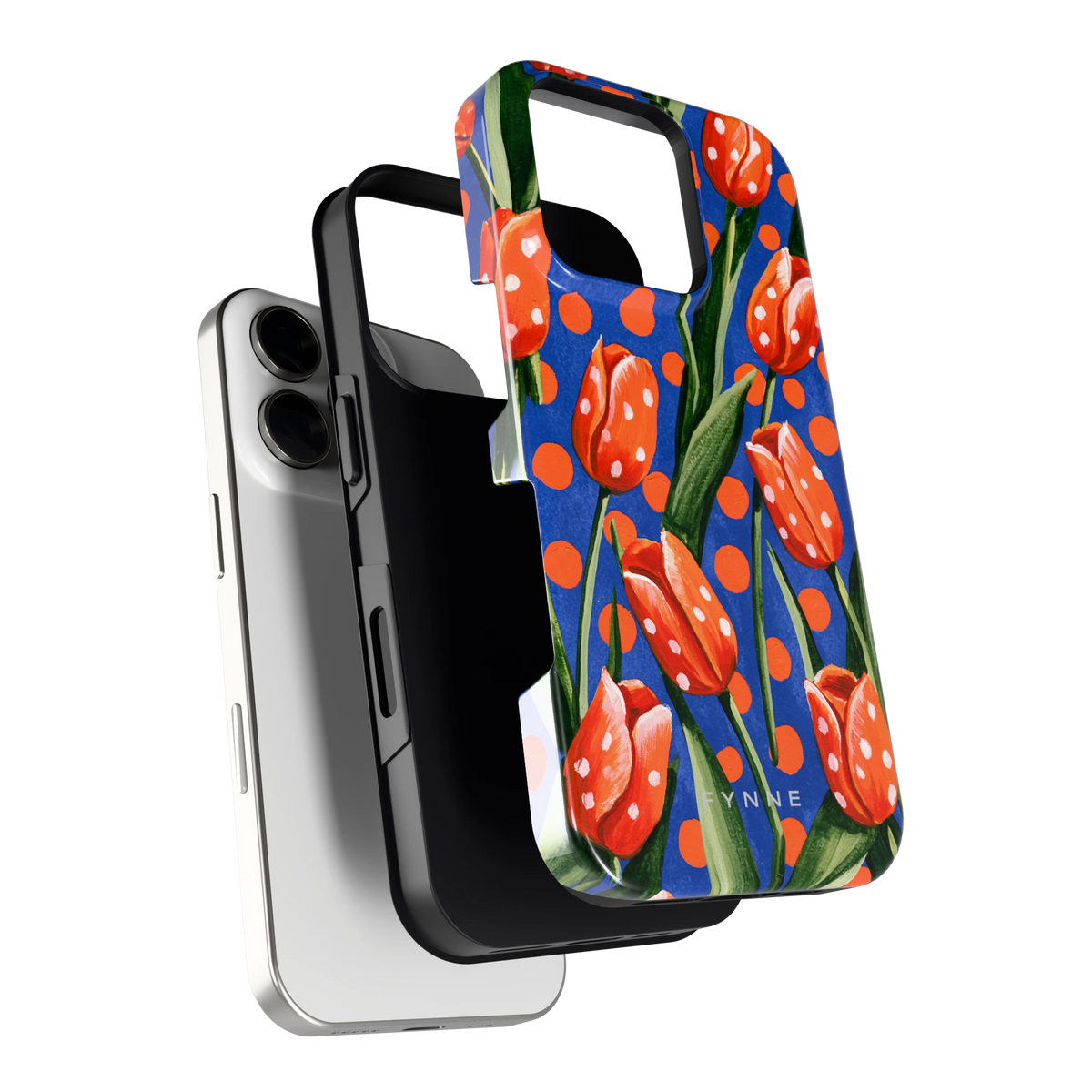 Tulpen met stippen hoesje voor iPhone 16 Pro, los van de telefoon