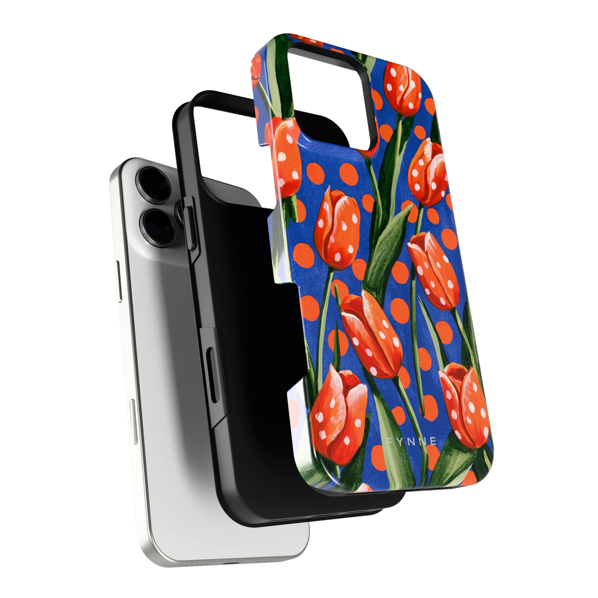Tulpen met stippen hoesje voor iPhone 16 Pro Max, los van de telefoon