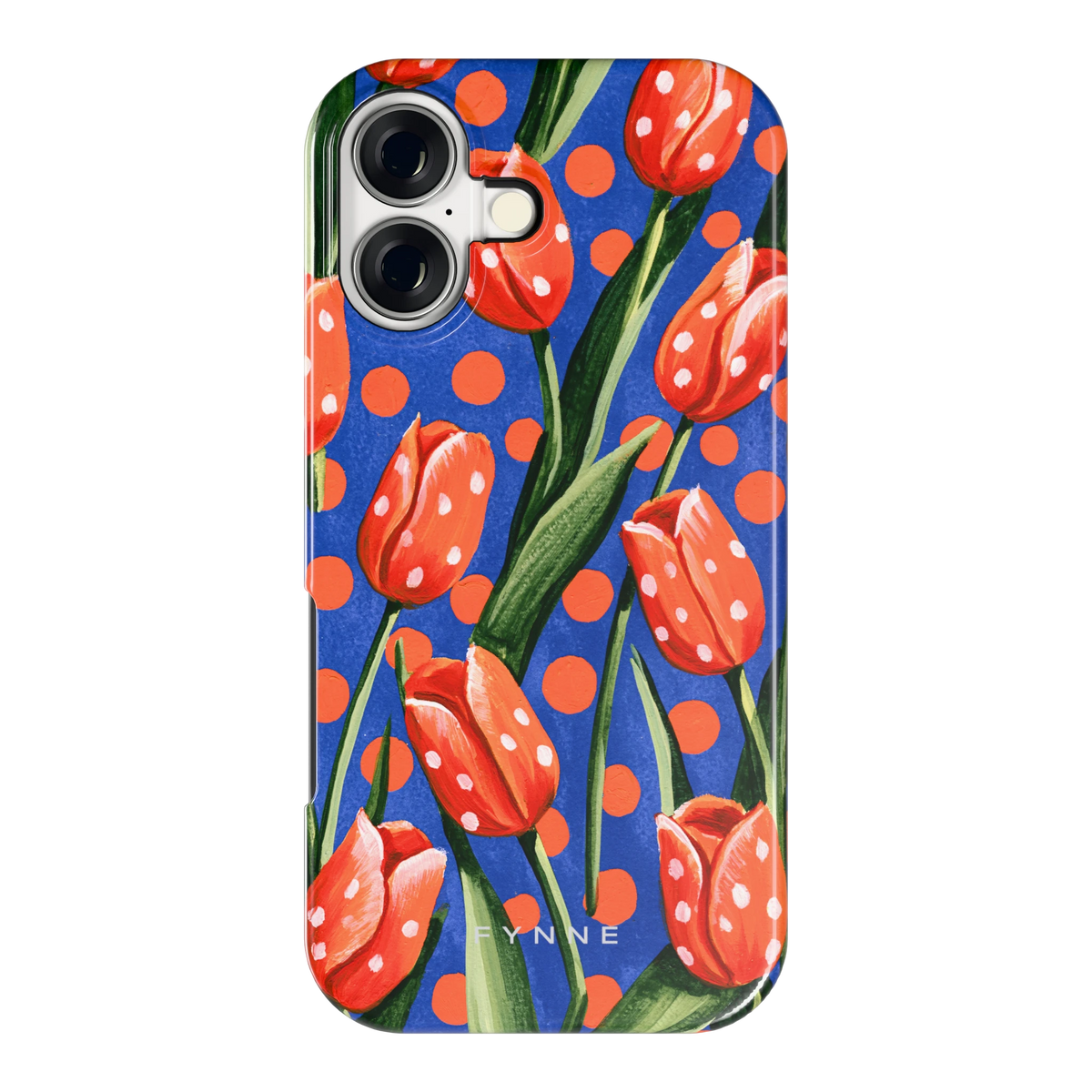 Tulpen met stippen hoesje voor iPhone 17, achterkant