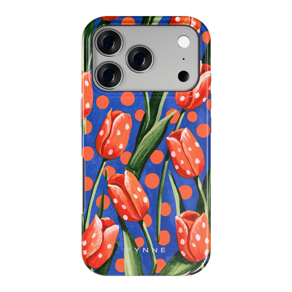 Tulpen met stippen hoesje voor iPhone 17 Pro, achterkant