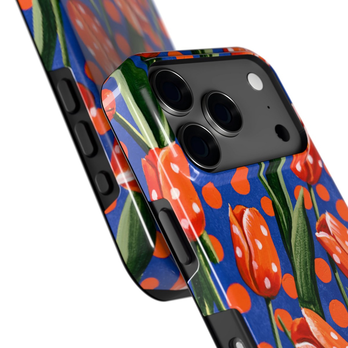 Tulpen met stippen hoesje voor iPhone 17 Pro, close-up