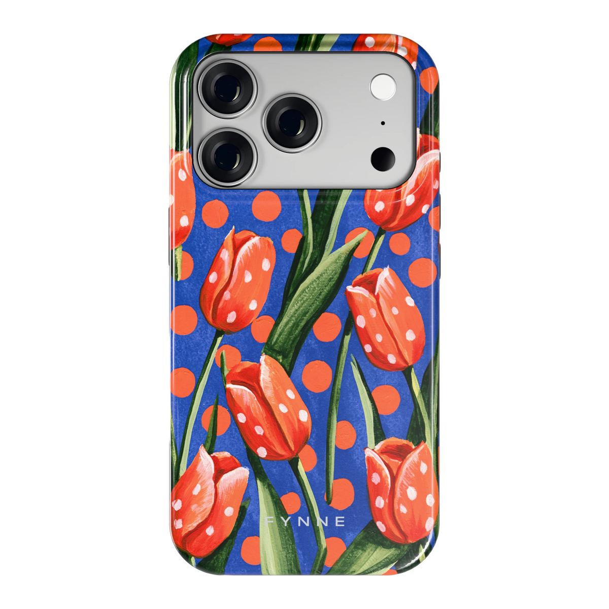 Tulpen met stippen hoesje voor iPhone 18 Pro, achterkant