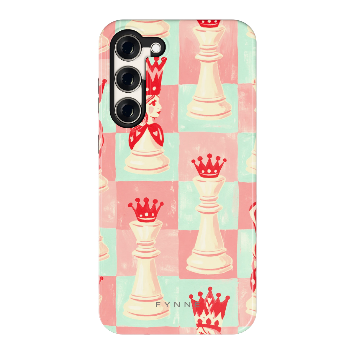 Pastel Schaakspel hoesje voor Galaxy S23+, achterkant