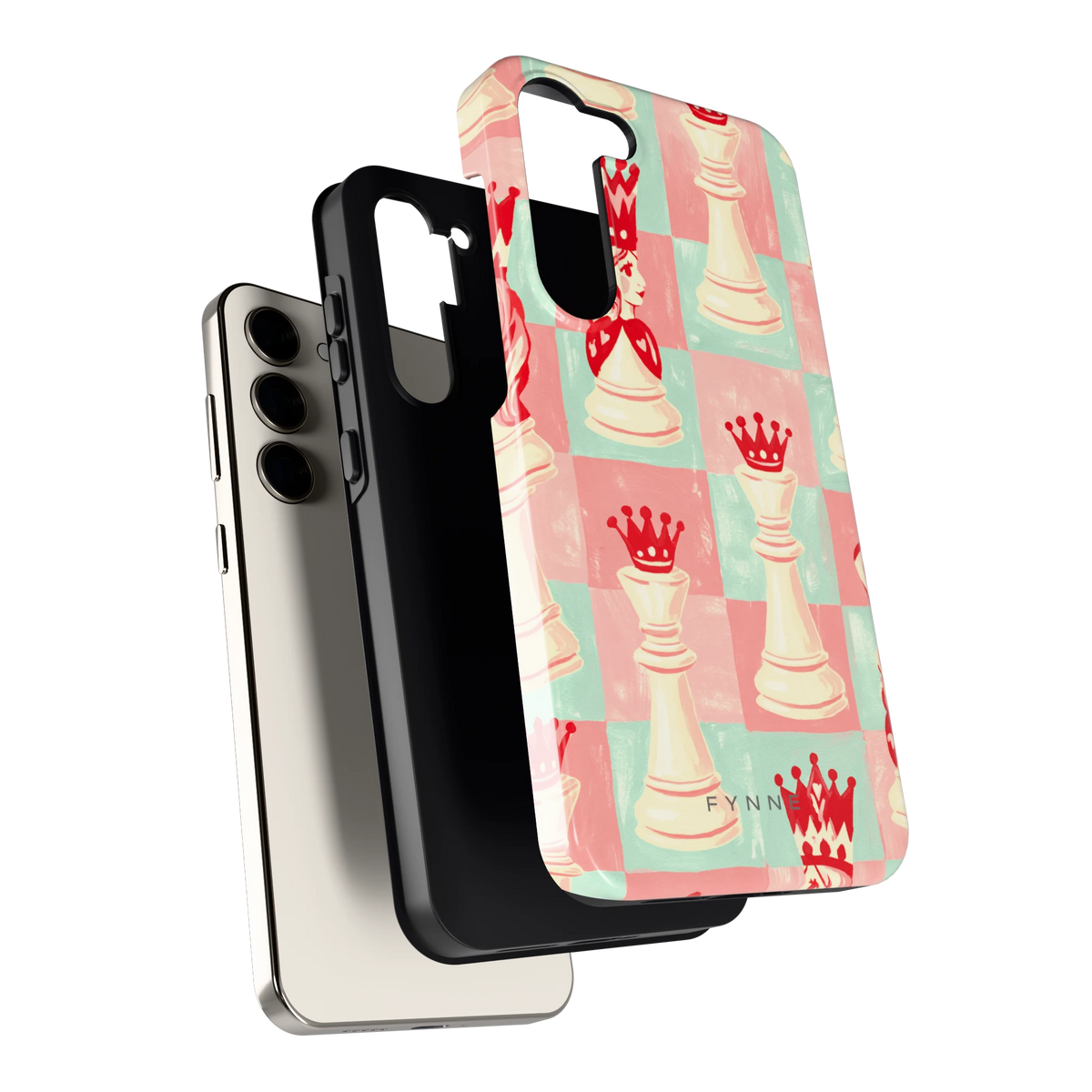 Pastel Schaakspel hoesje voor Galaxy S23+, los van de telefoon