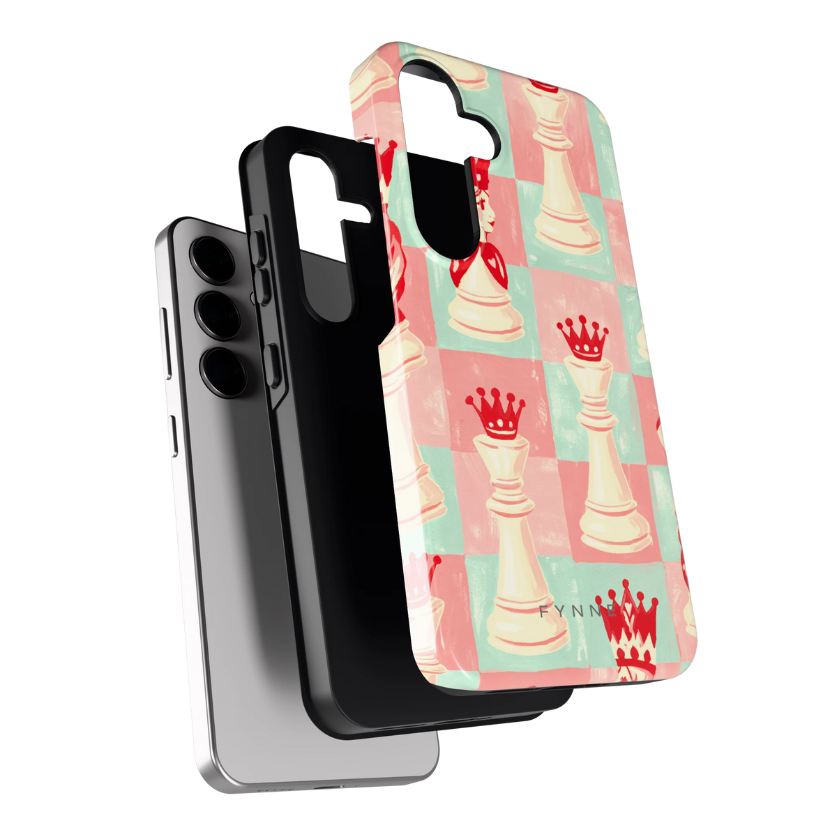 Pastel Schaakspel hoesje voor Galaxy S24, los van de telefoon