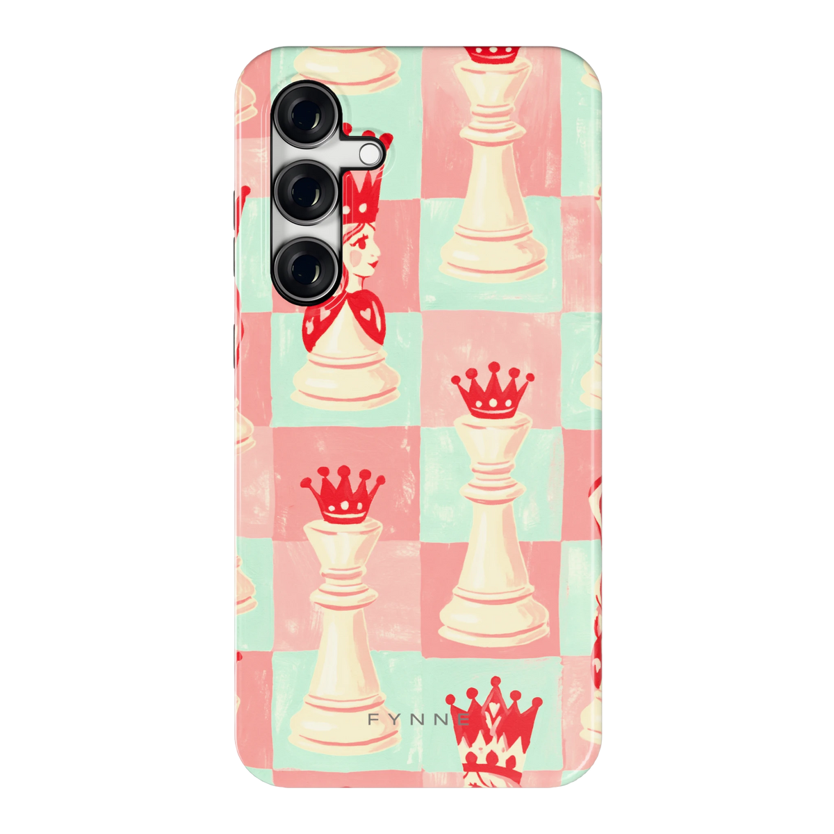 Pastel Schaakspel hoesje voor Galaxy S24 FE, achterkant