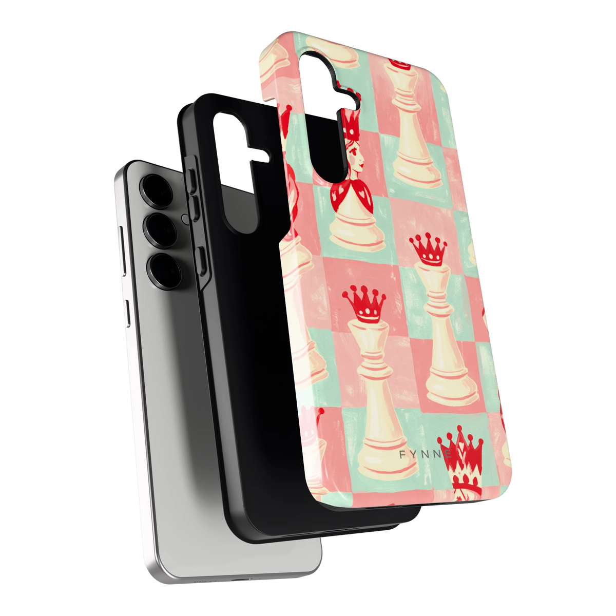 Pastel Schaakspel hoesje voor Galaxy S24 FE, los van de telefoon