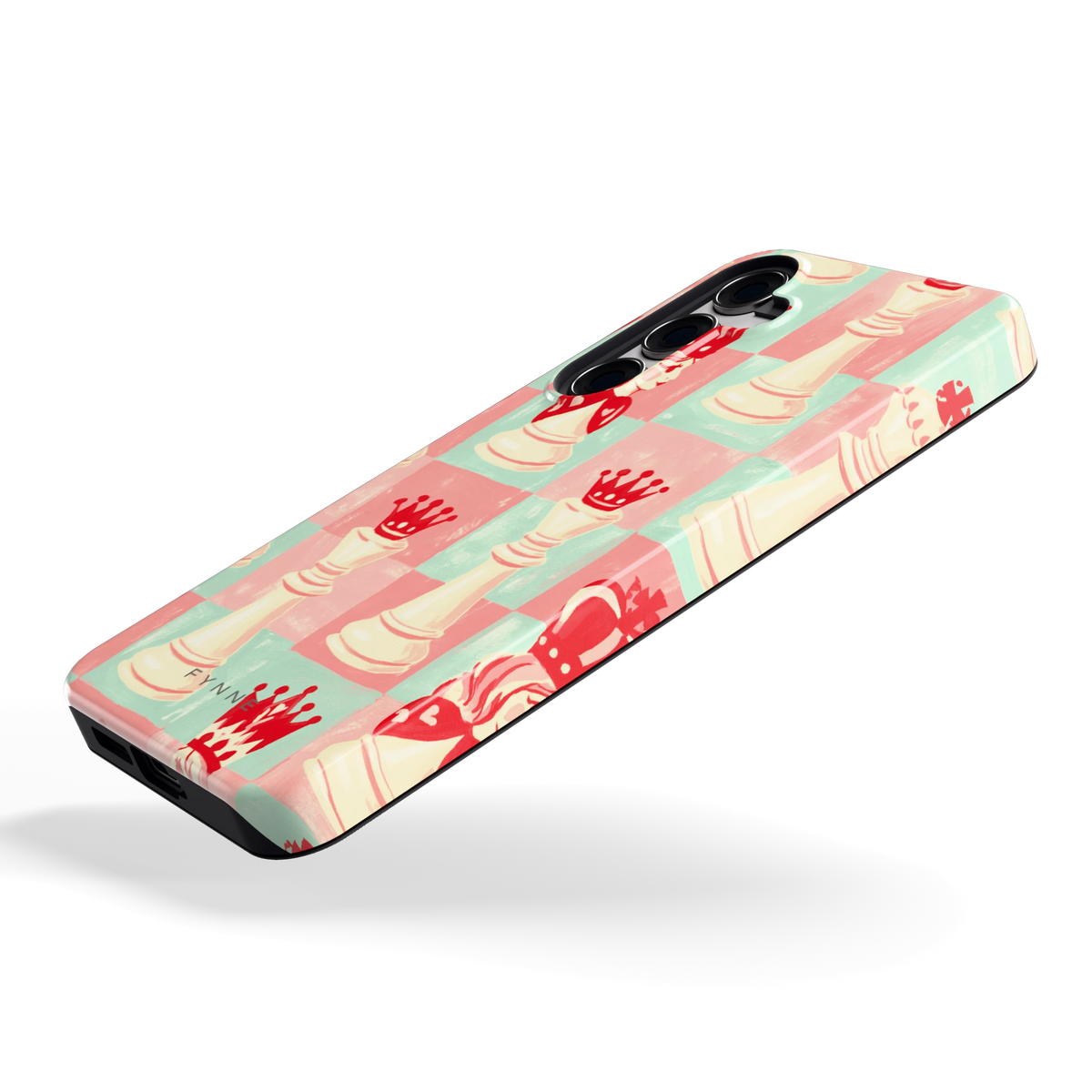 Pastel Schaakspel hoesje voor Galaxy S24+, schuin
