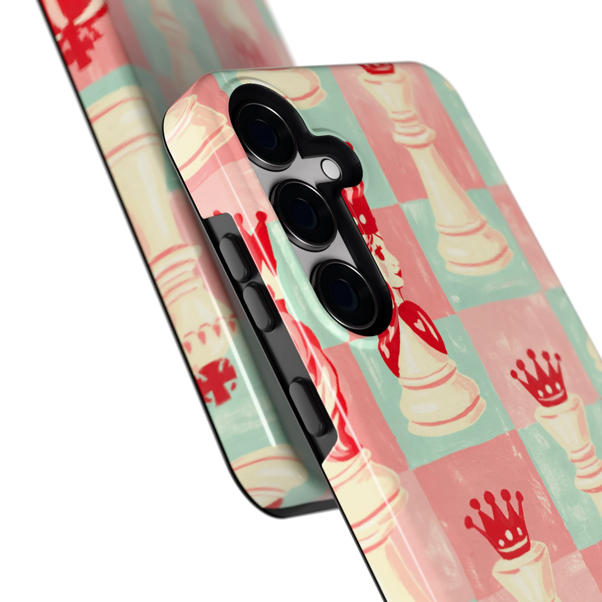 Pastel Schaakspel hoesje voor Galaxy S24+, close-up