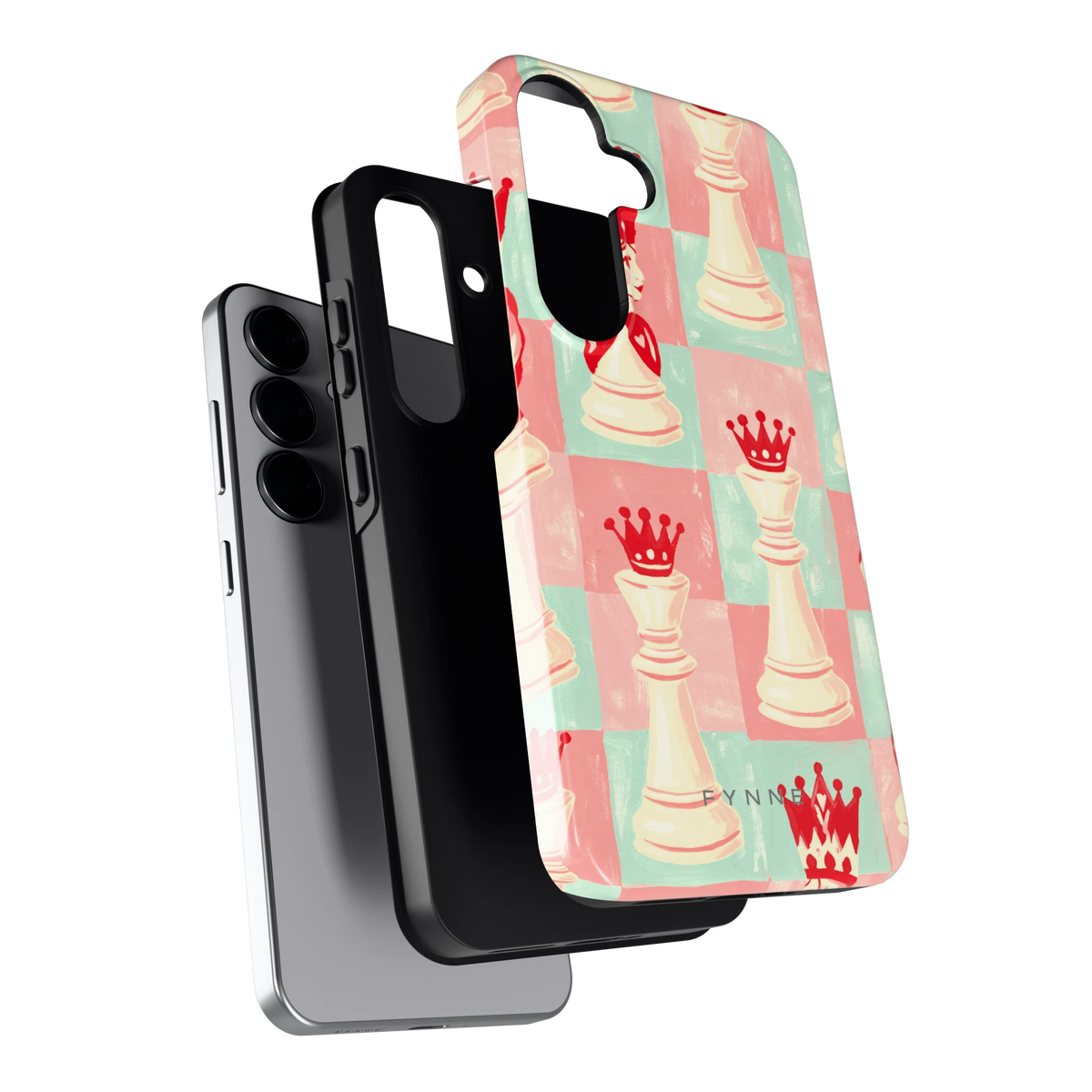 Pastel Schaakspel hoesje voor Galaxy S25, los van de telefoon
