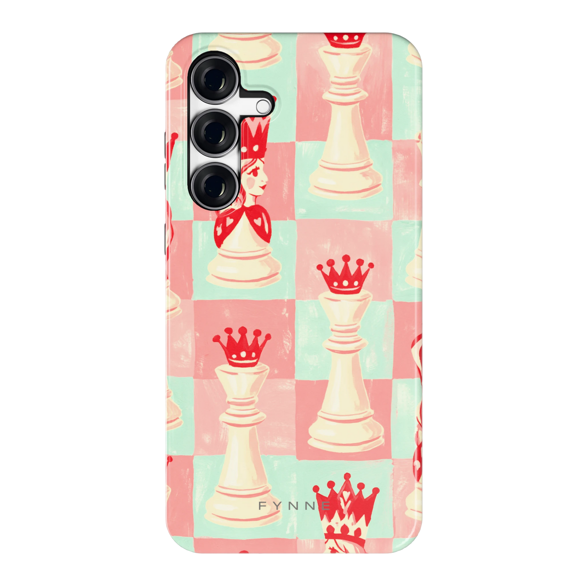 Pastel Schaakspel hoesje voor Galaxy S25 FE, achterkant