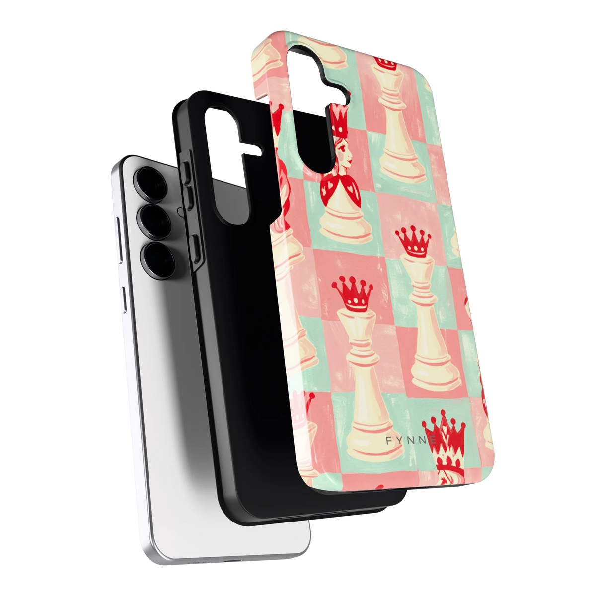 Pastel Schaakspel hoesje voor Galaxy S25 FE, los van de telefoon