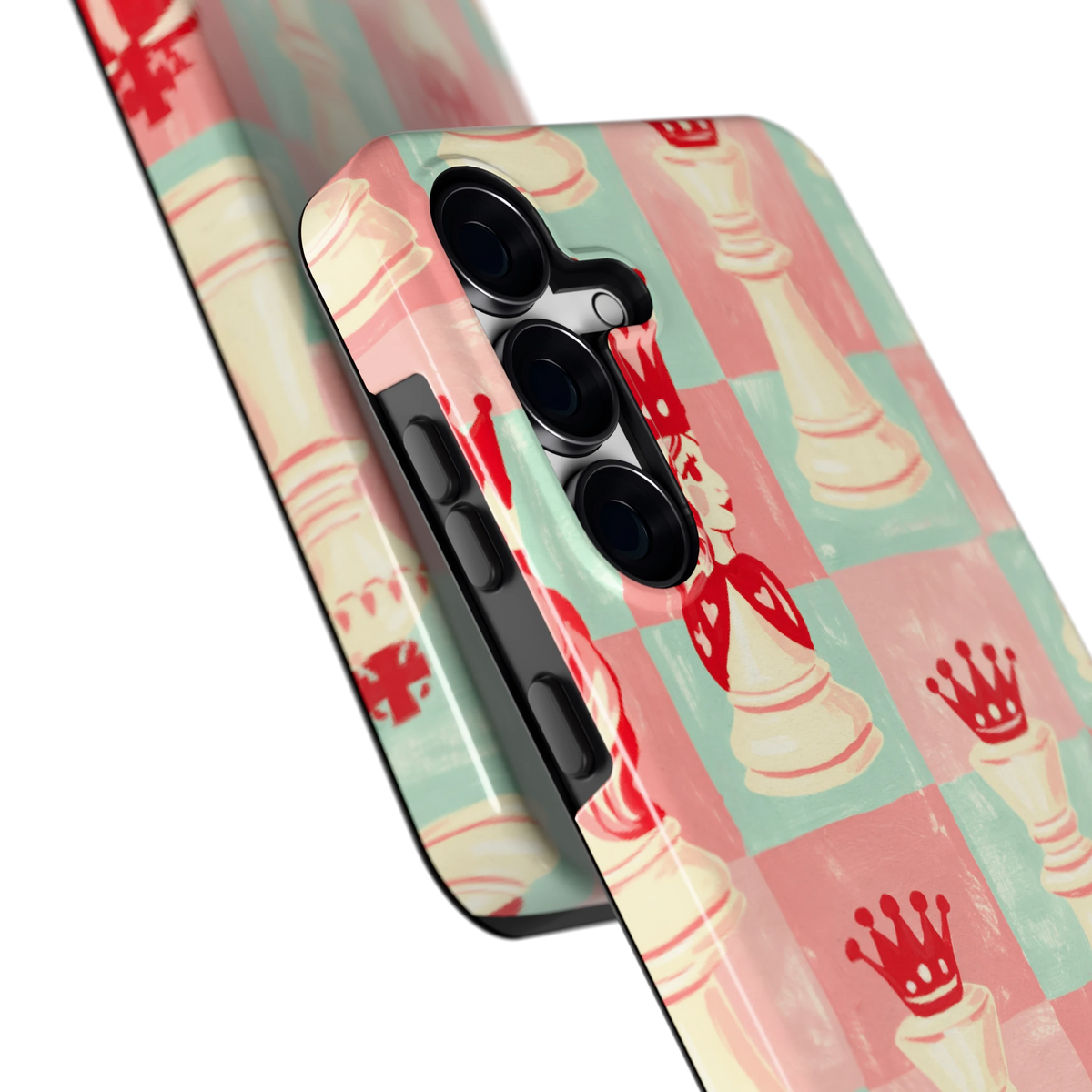 Pastel Schaakspel hoesje voor Galaxy S25 FE, close-up