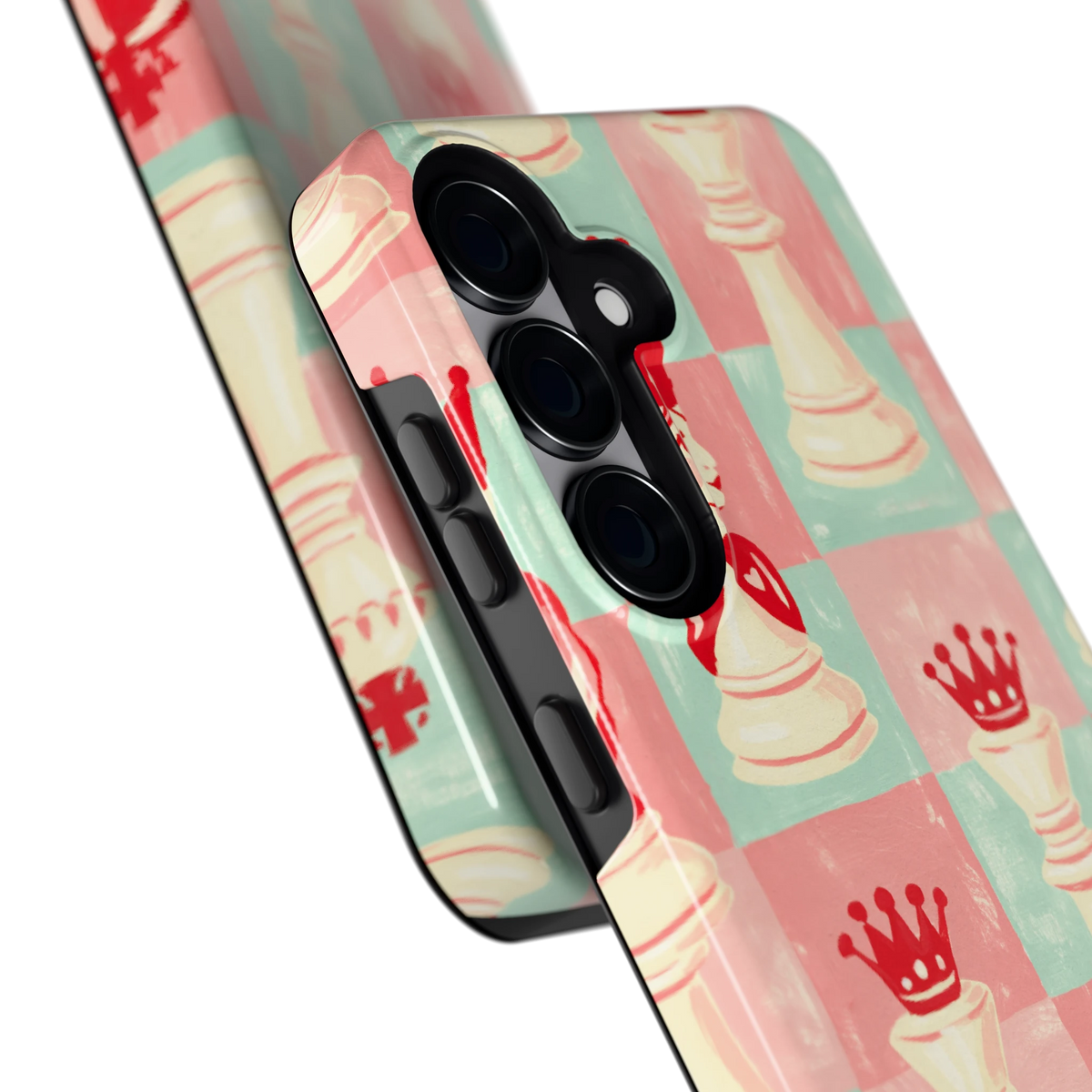 Pastel Schaakspel hoesje voor Galaxy S25, close-up