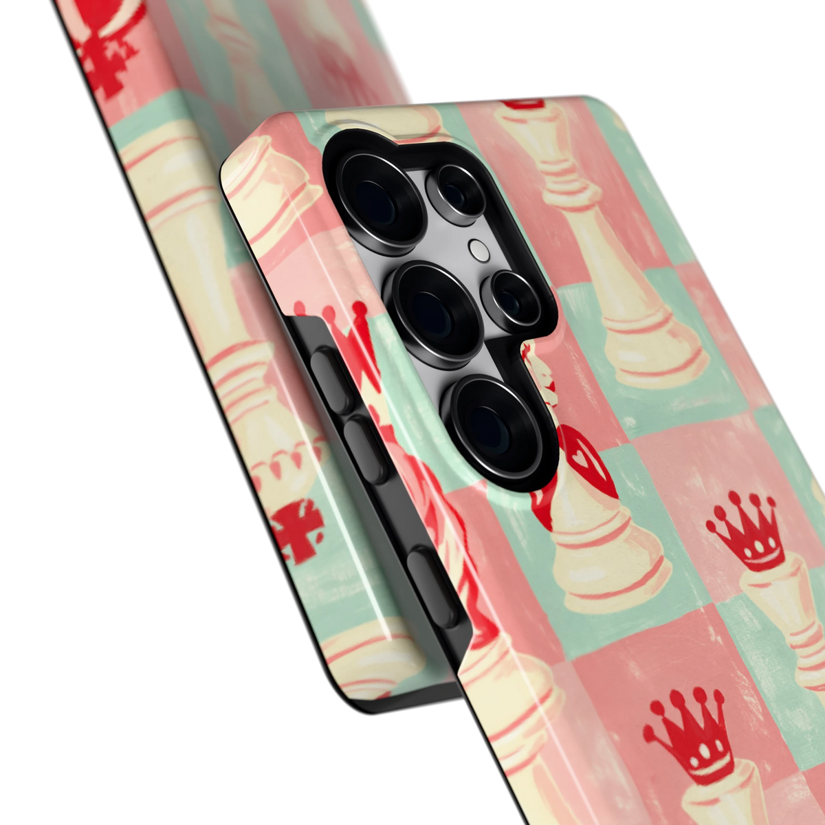 Pastel Schaakspel hoesje voor Galaxy S25 Ultra, close-up