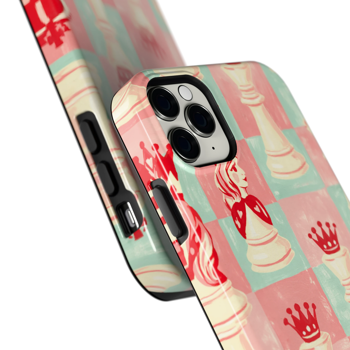 Pastel Schaakspel hoesje voor iPhone 11 Pro Max, close-up