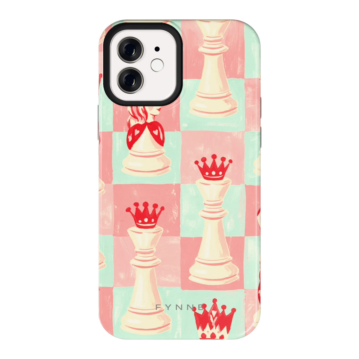 Pastel Schaakspel hoesje voor iPhone 12, achterkant