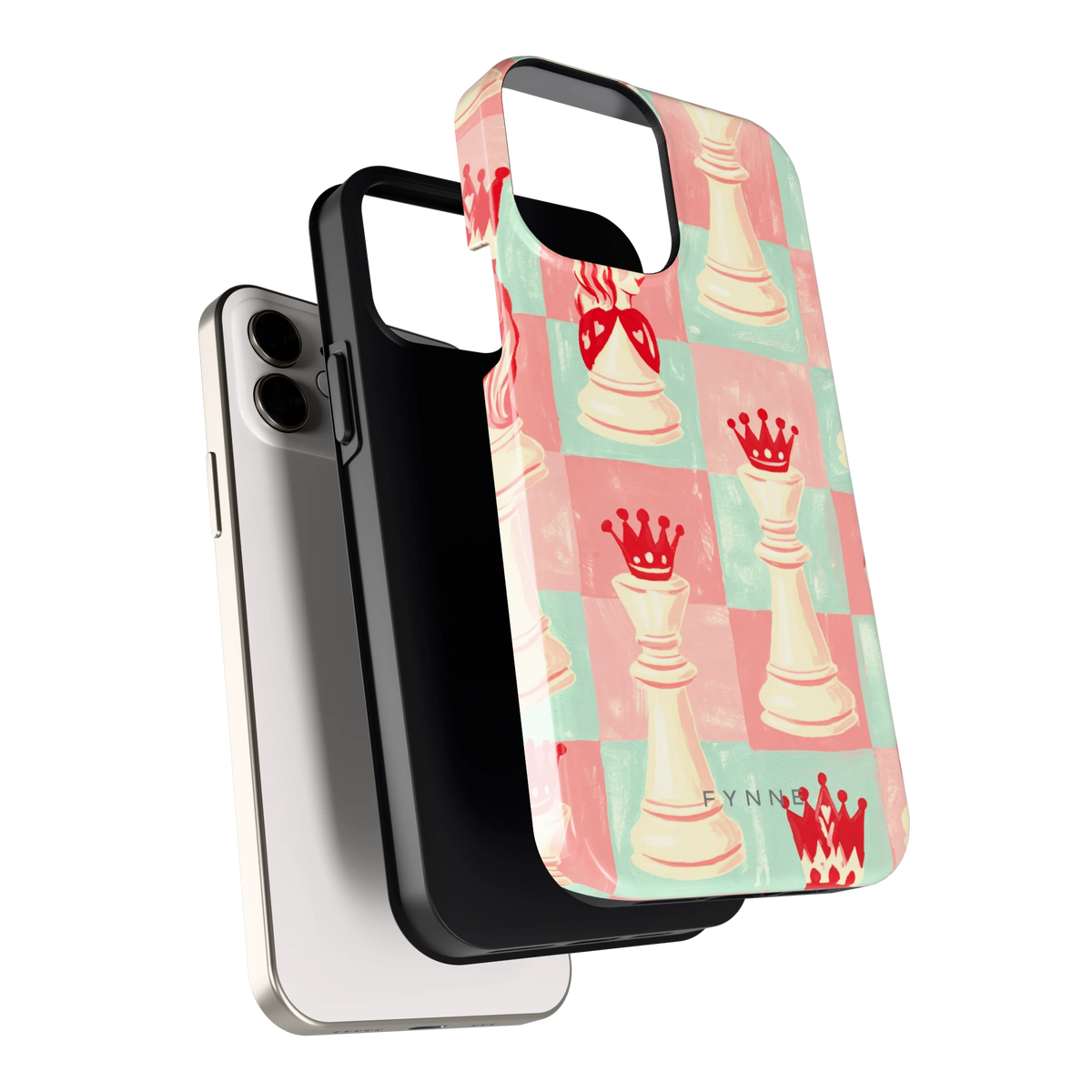 Pastel Schaakspel hoesje voor iPhone 12, los van de telefoon
