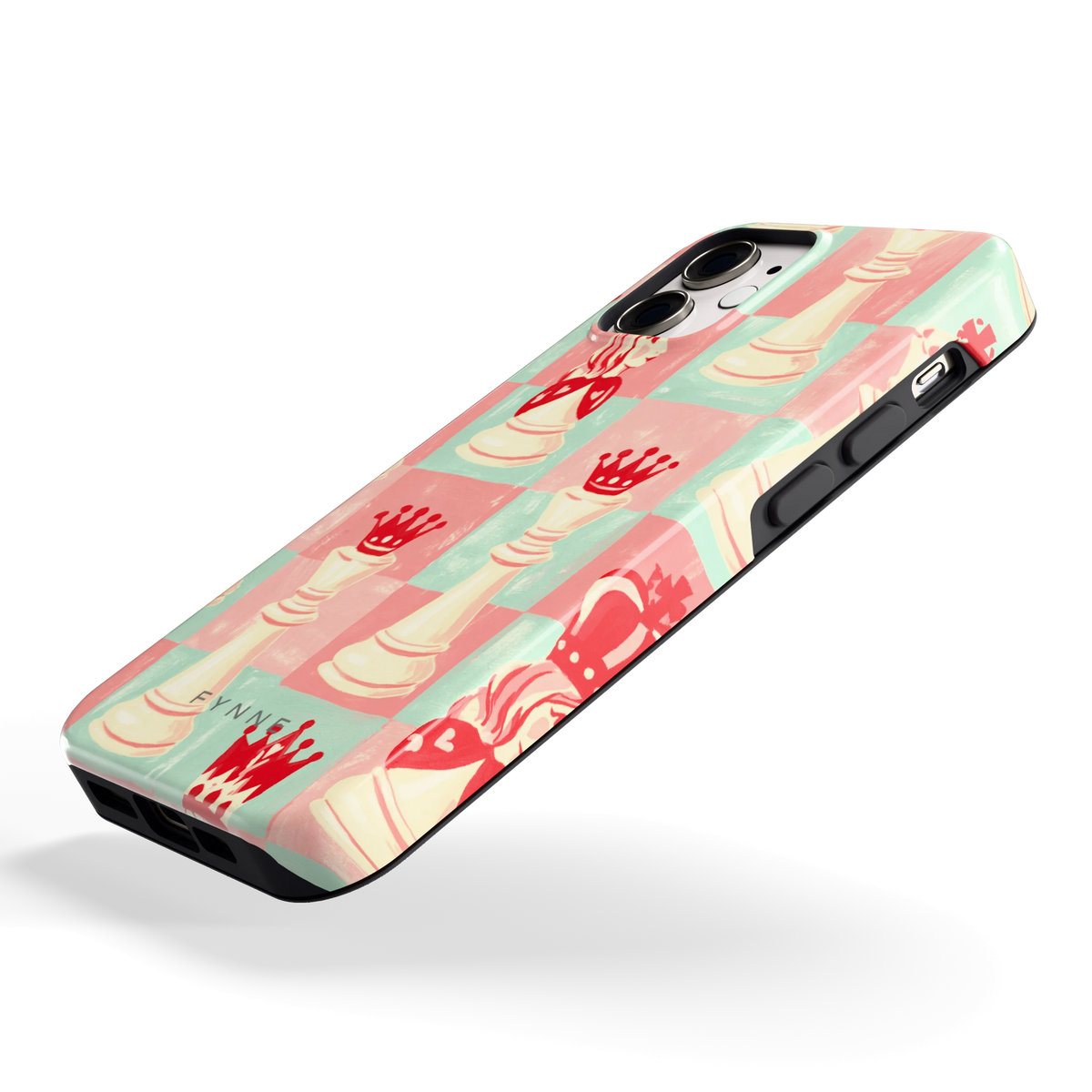 Pastel Schaakspel hoesje voor iPhone 12 mini, schuin