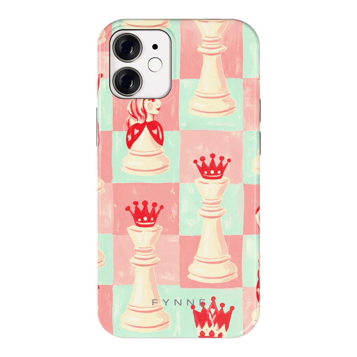 Pastel Schaakspel hoesje voor iPhone 12 mini, achterkant