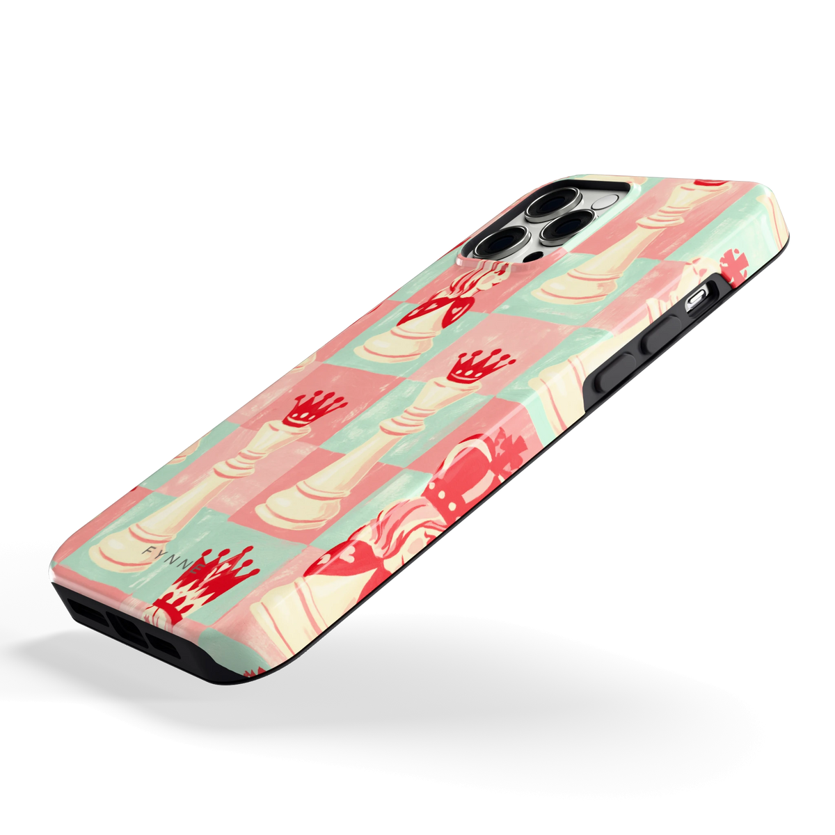 Pastel Schaakspel hoesje voor iPhone 12 Pro Max, schuin