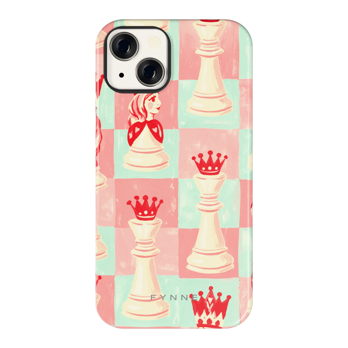 Pastel Schaakspel hoesje voor iPhone 13, achterkant