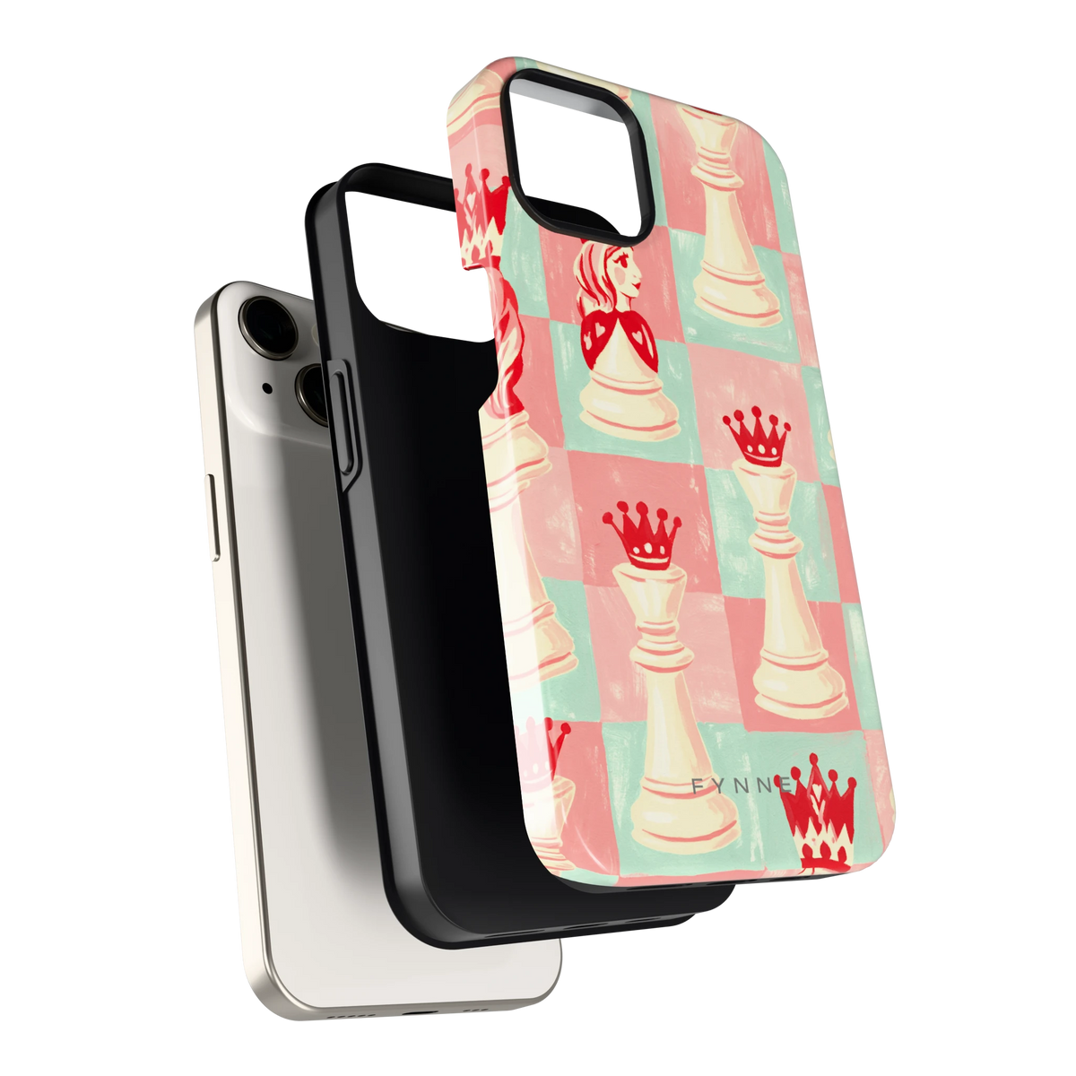 Pastel Schaakspel hoesje voor iPhone 13, los van de telefoon