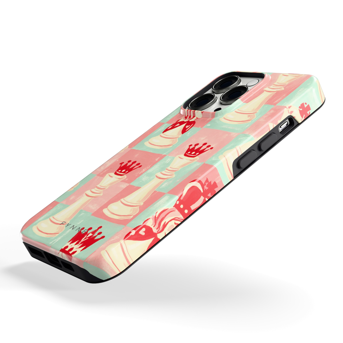 Pastel Schaakspel hoesje voor iPhone 13 Pro, schuin