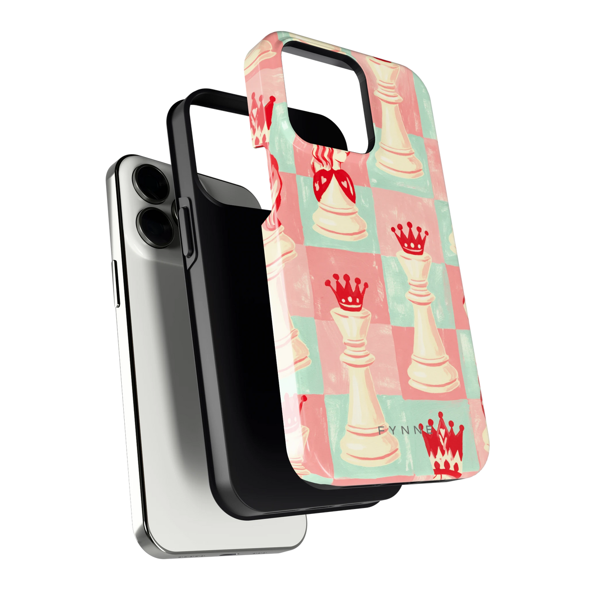Pastel Schaakspel hoesje voor iPhone 13 Pro, los van de telefoon