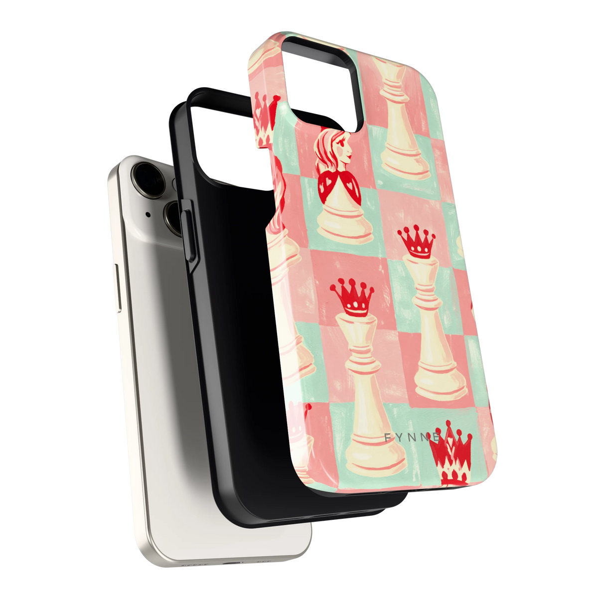 Pastel Schaakspel hoesje voor iPhone 14, los van de telefoon