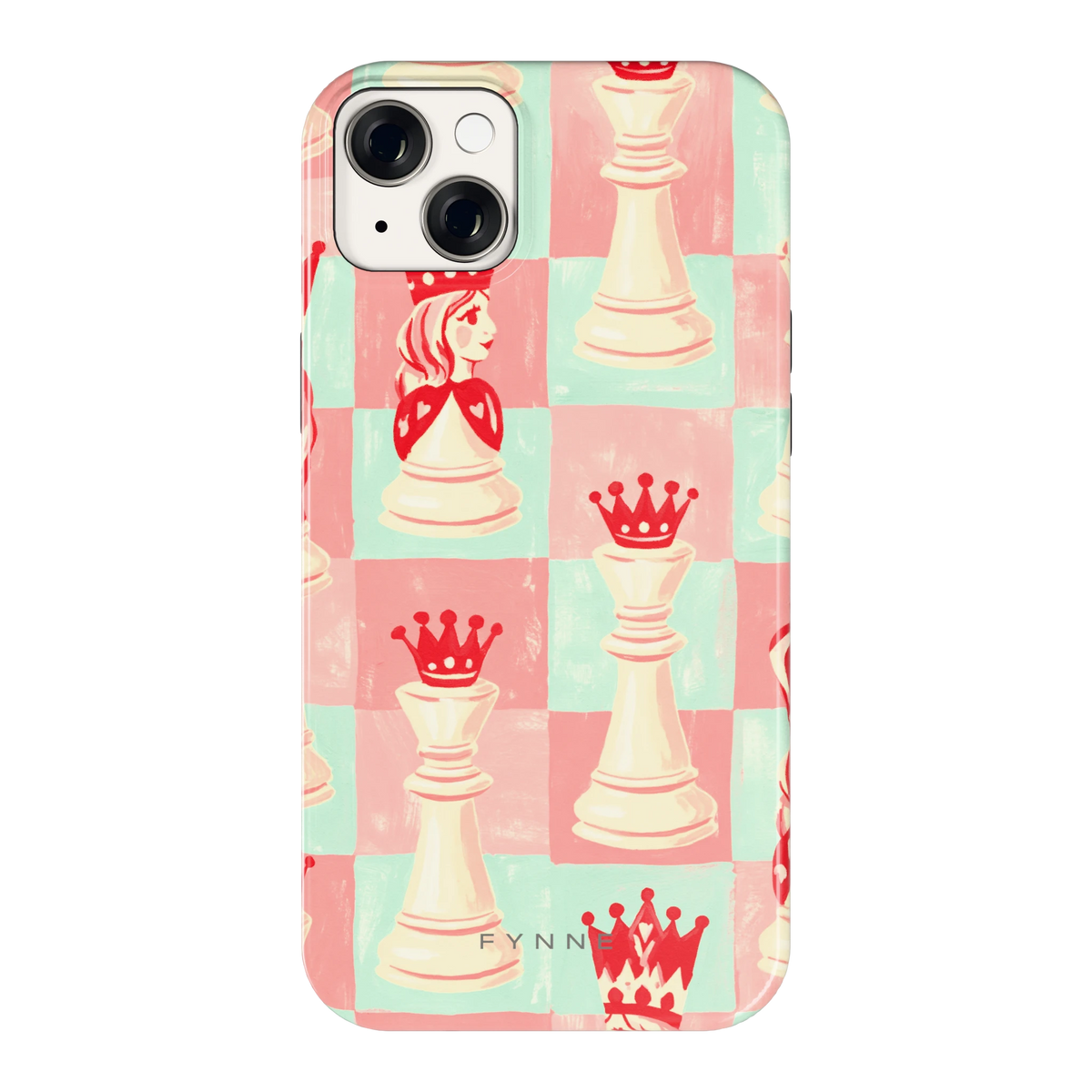 Pastel Schaakspel hoesje voor iPhone 14 Plus, achterkant