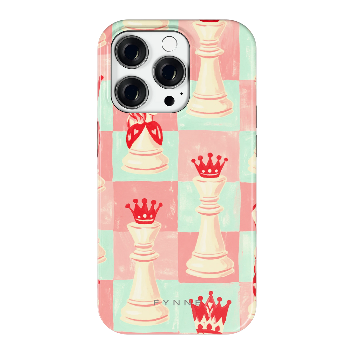 Pastel Schaakspel hoesje voor iPhone 14 Pro, achterkant