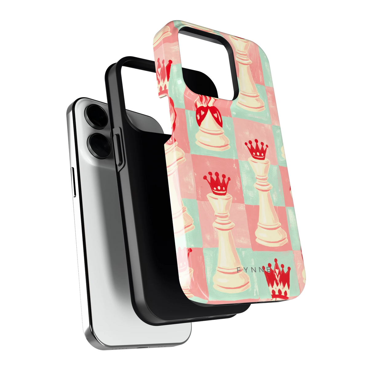 Pastel Schaakspel hoesje voor iPhone 14 Pro, los van de telefoon