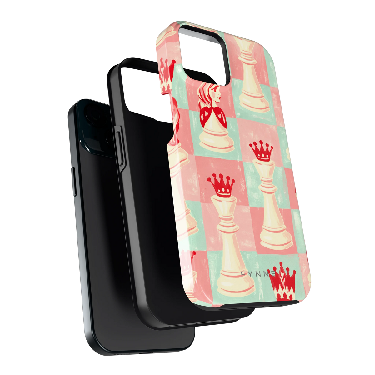 Pastel Schaakspel hoesje voor iPhone 15, los van de telefoon