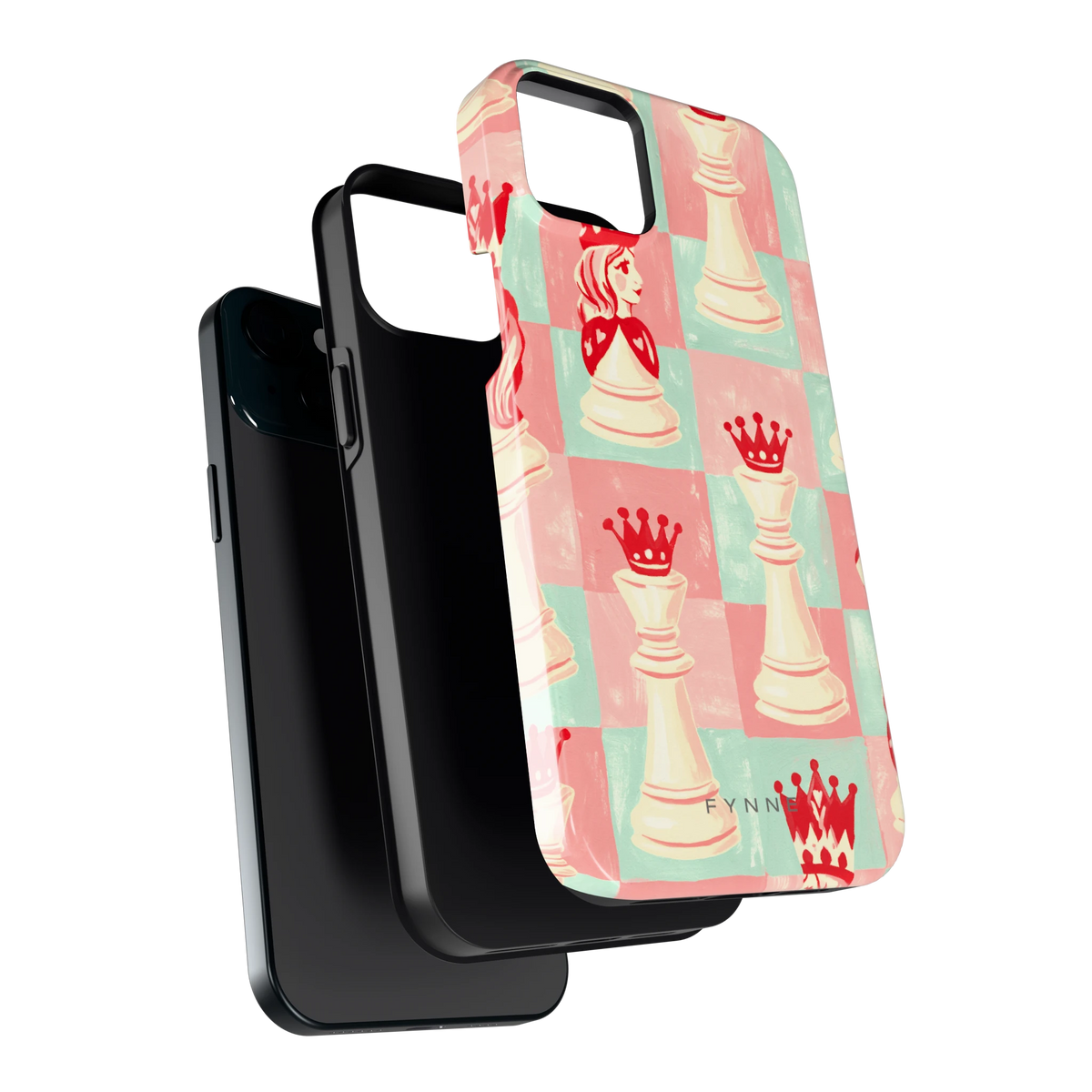Pastel Schaakspel hoesje voor iPhone 15 Plus, los van de telefoon