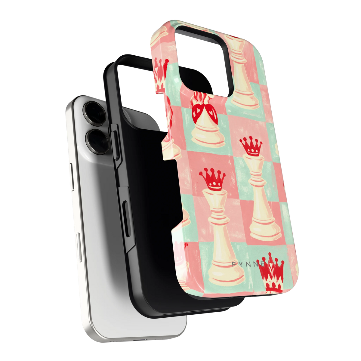 Pastel Schaakspel hoesje voor iPhone 16 Pro, los van de telefoon