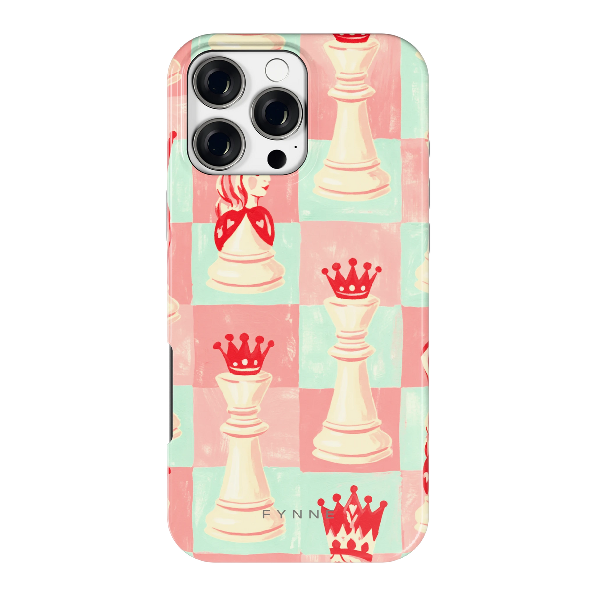 Pastel Schaakspel hoesje voor iPhone 16 Pro Max, achterkant