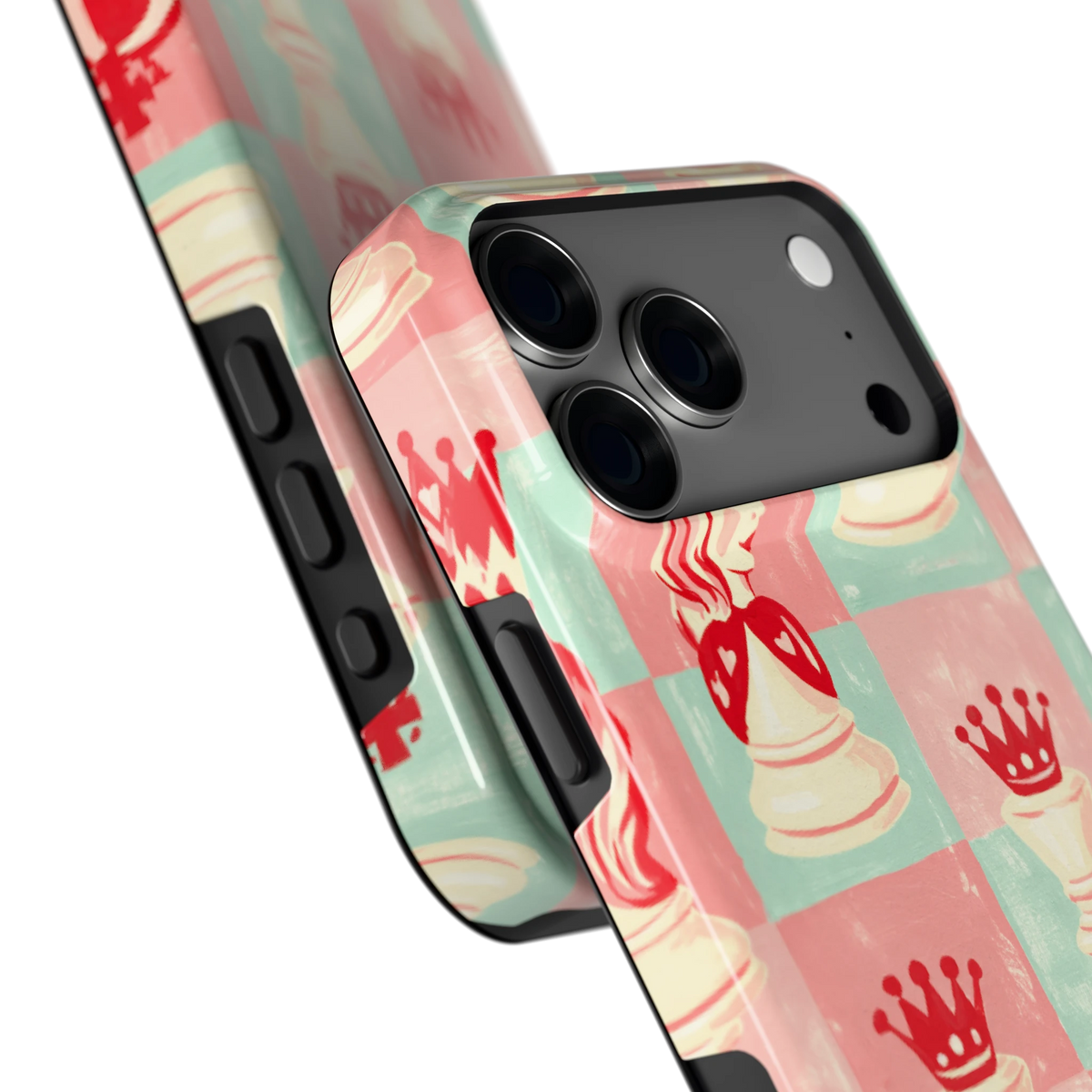 Pastel Schaakspel hoesje voor iPhone 18 Pro Max, close-up