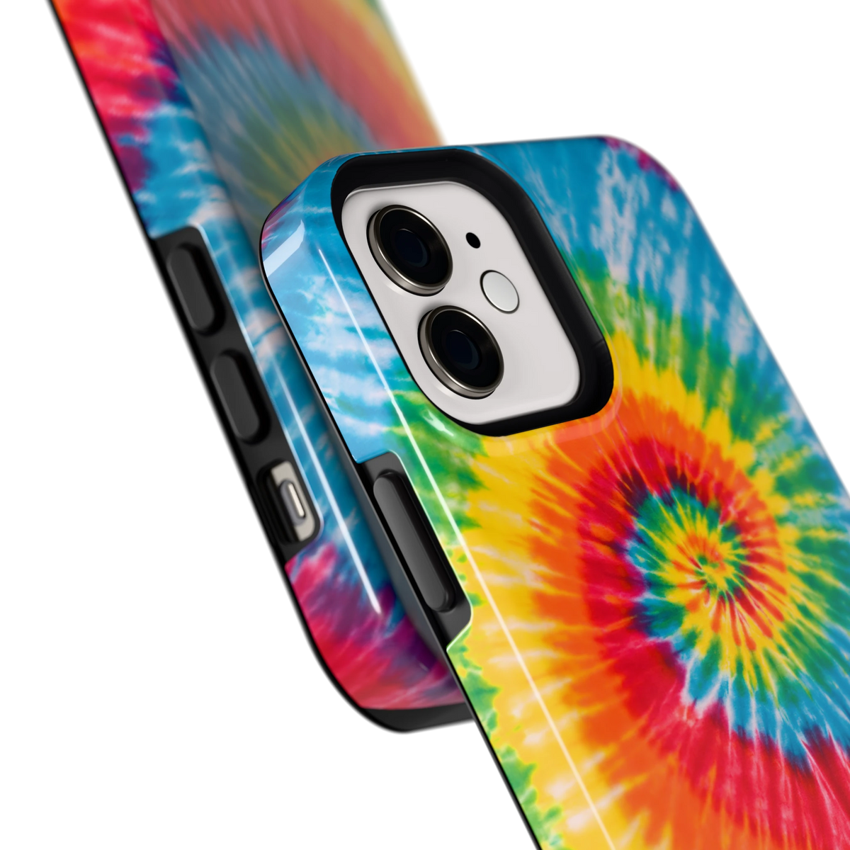 Regenboogspiraal hoesje voor iPhone 12, close-up