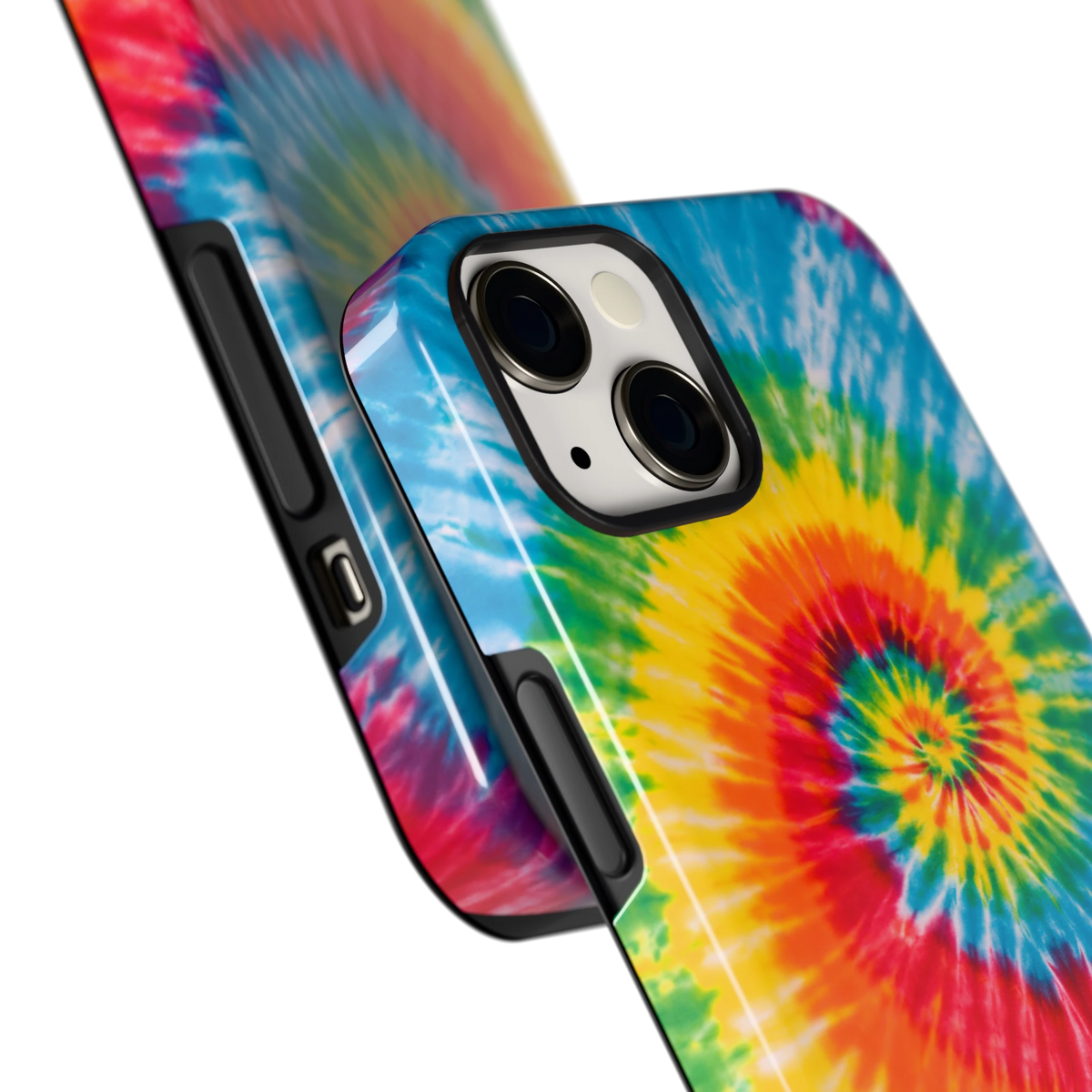 Regenboogspiraal hoesje voor iPhone 13, close-up
