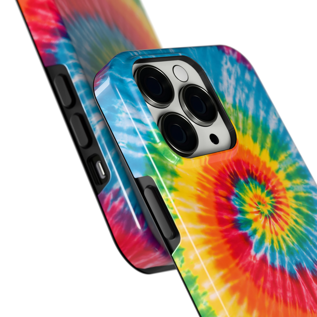 Regenboogspiraal hoesje voor iPhone 13 Pro, close-up