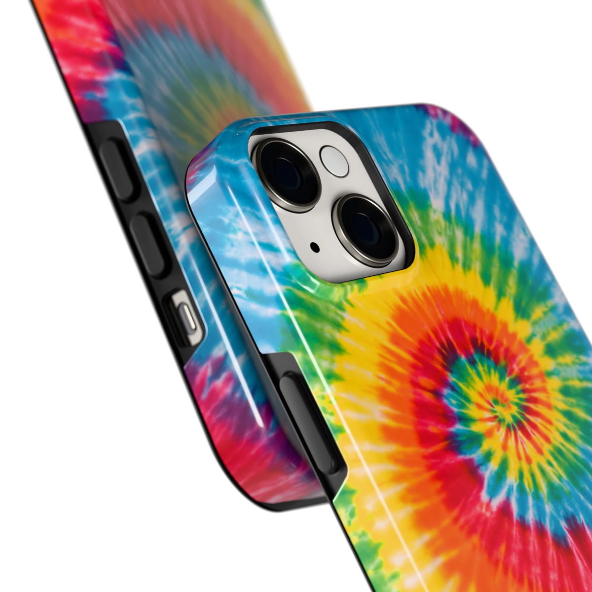 Regenboogspiraal hoesje voor iPhone 14, close-up