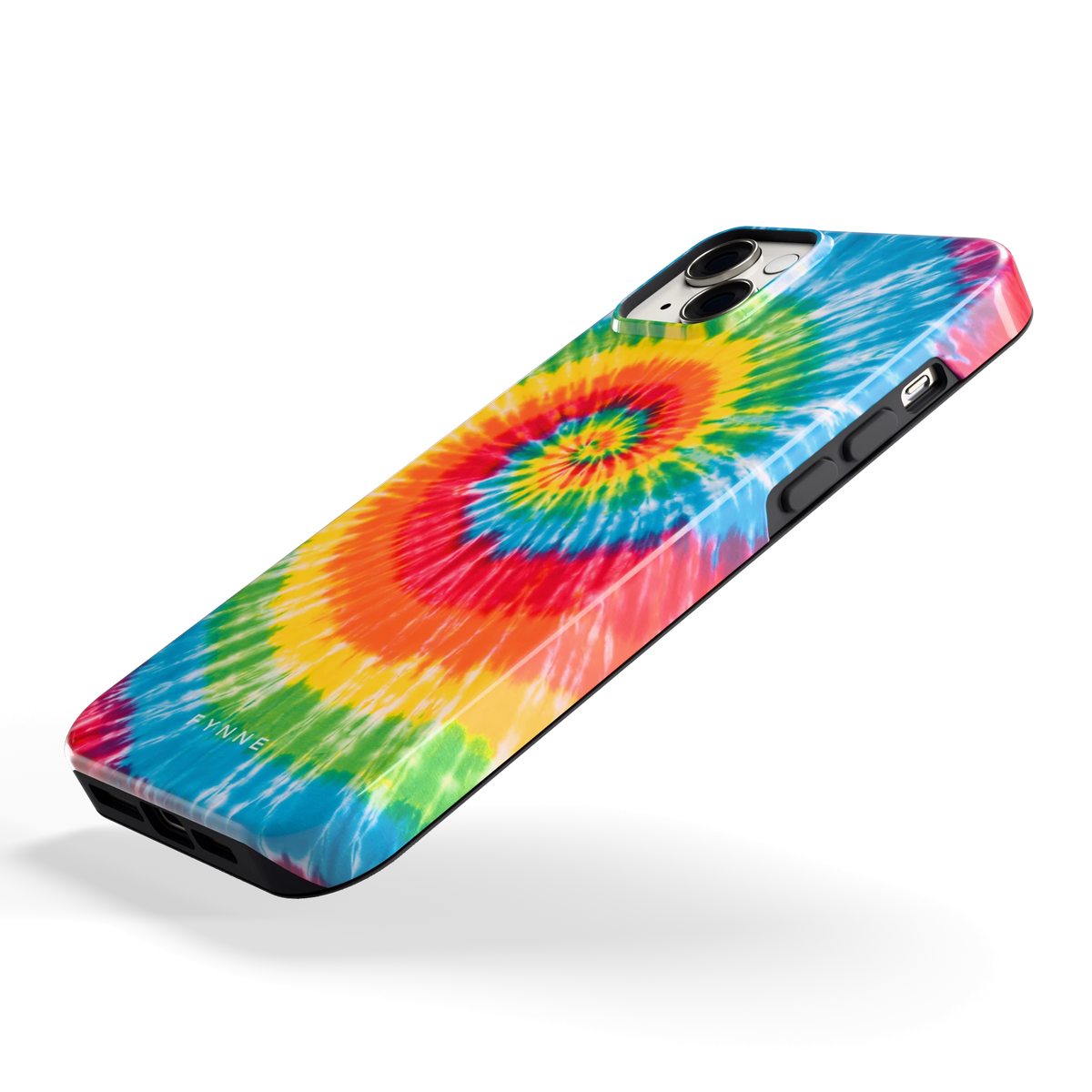 Regenboogspiraal hoesje voor iPhone 14 Plus, schuin