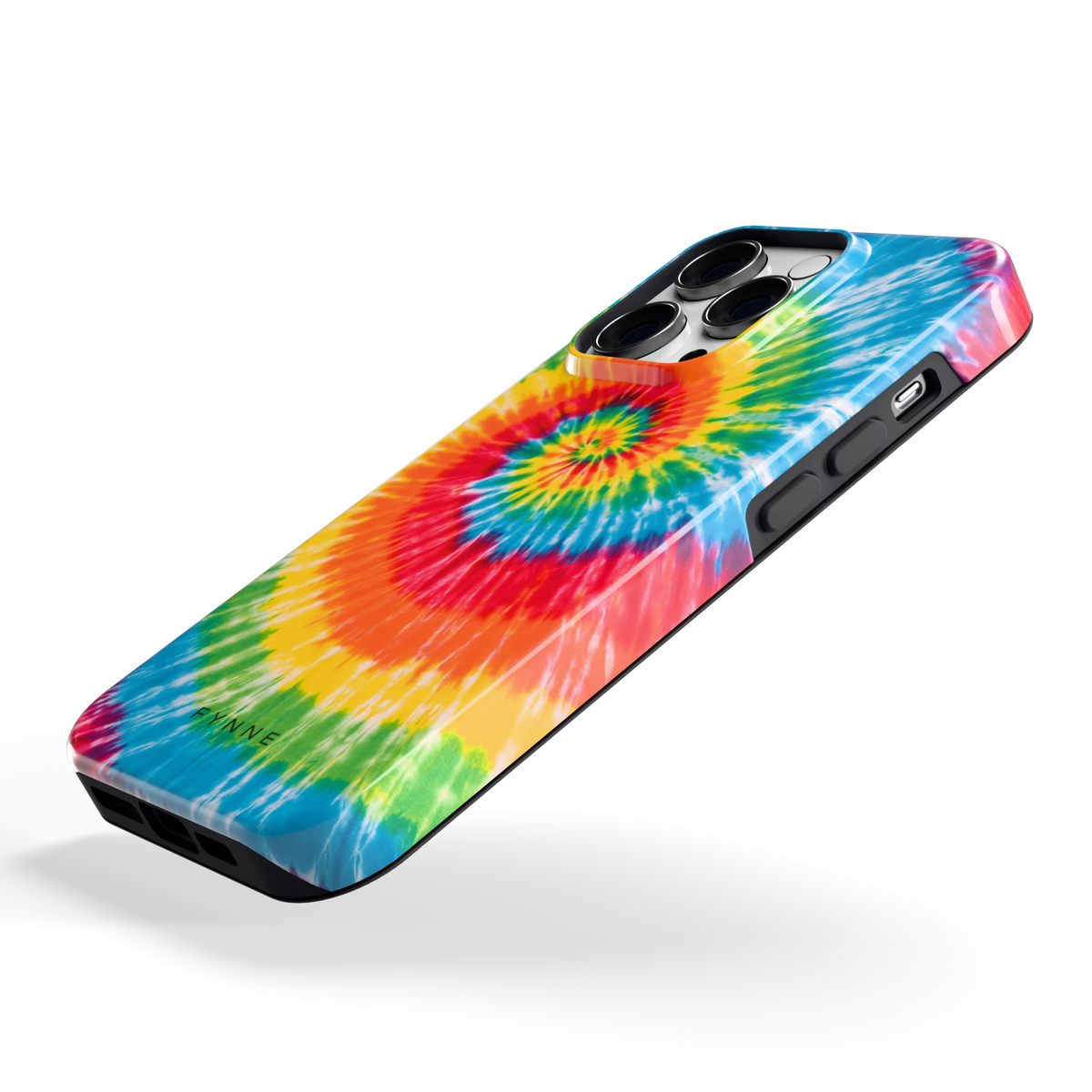 Regenboogspiraal hoesje voor iPhone 14 Pro, schuin