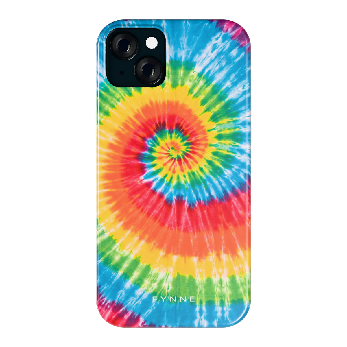 Regenboogspiraal hoesje voor iPhone 15 Plus, achterkant