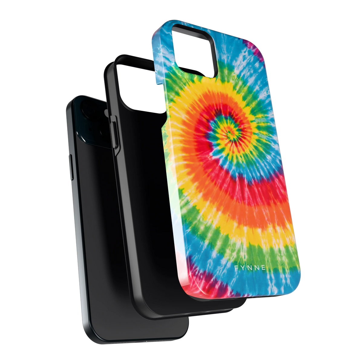 Regenboogspiraal hoesje voor iPhone 15 Plus, los van de telefoon