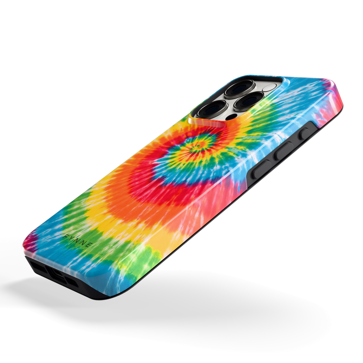 Regenboogspiraal hoesje voor iPhone 15 Pro, schuin