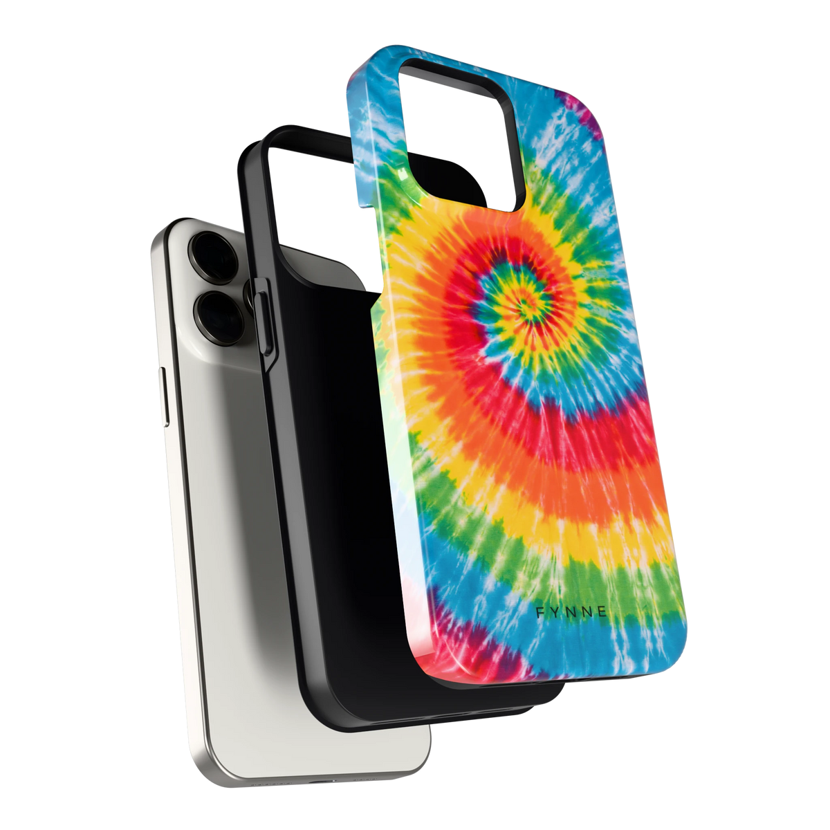 Regenboogspiraal hoesje voor iPhone 15 Pro Max, los van de telefoon