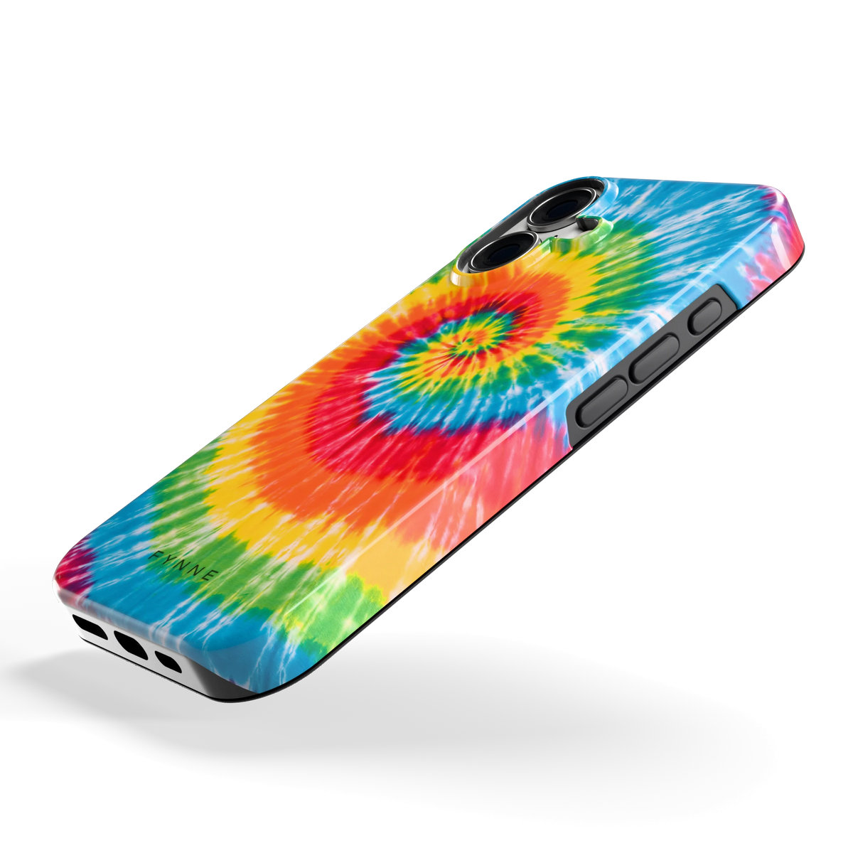 Regenboogspiraal hoesje voor iPhone 16, schuin